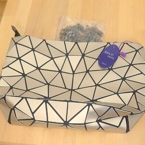 Emilio Pepe Metallic Geometric Cosmetic Bag